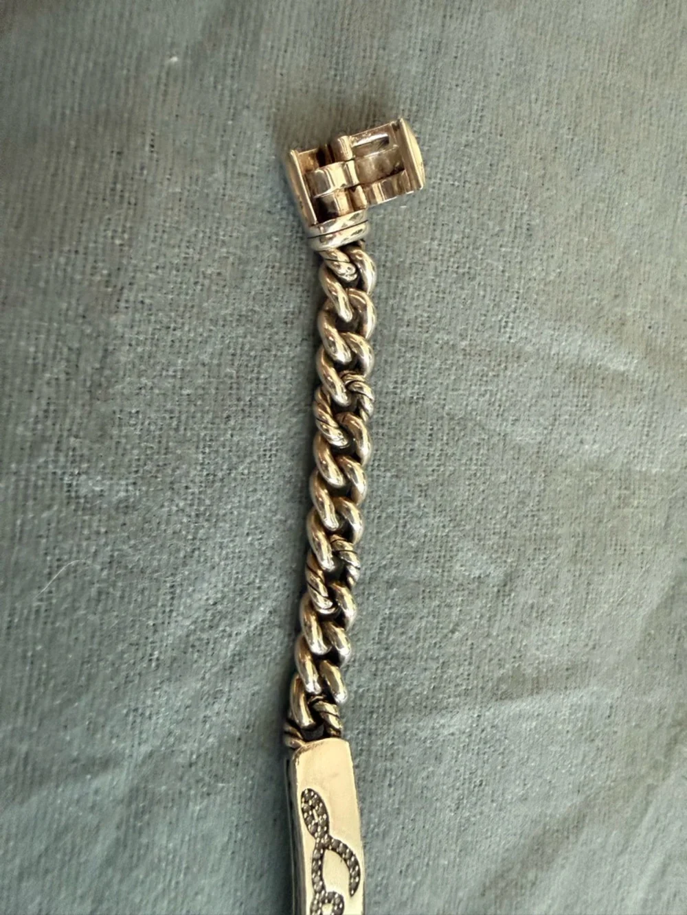 David Yurman Silver 'Love' Cable ID Bracelet - Picture 10 of 12